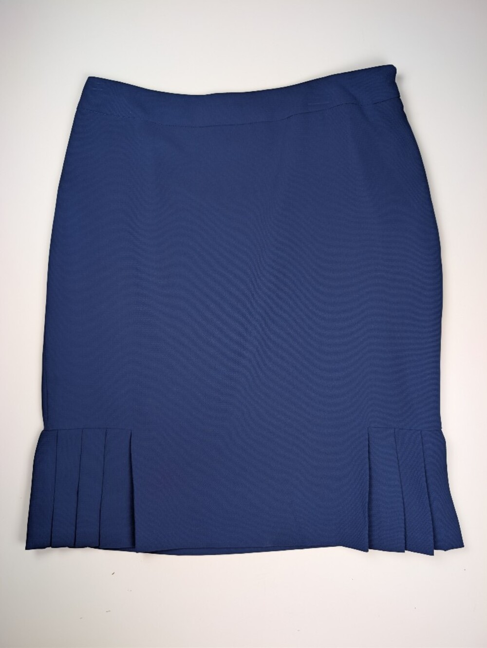 Tahari ASL Navy Blue Pleated Hem Pencil Skirt Womens Size 10 Lined EUC Career